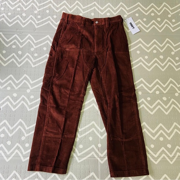 Vintage Retro obey double knee carpenter corduroy skateboarding loose fit pants - Picture 2 of 11